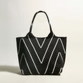 Retro Chevron Black Canvas Tote Bag-0