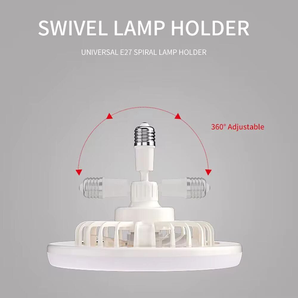 Roterbar 3-i-1 Takfläkt med LED-Belysning – Smidig Installation i E27 Lampsockel