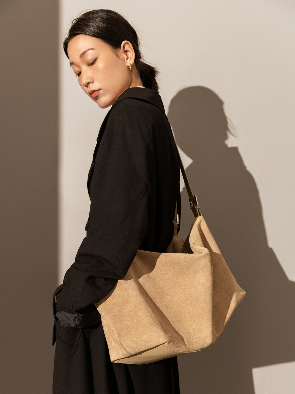 Slouchy Suede Leather Shoulder Bag-2