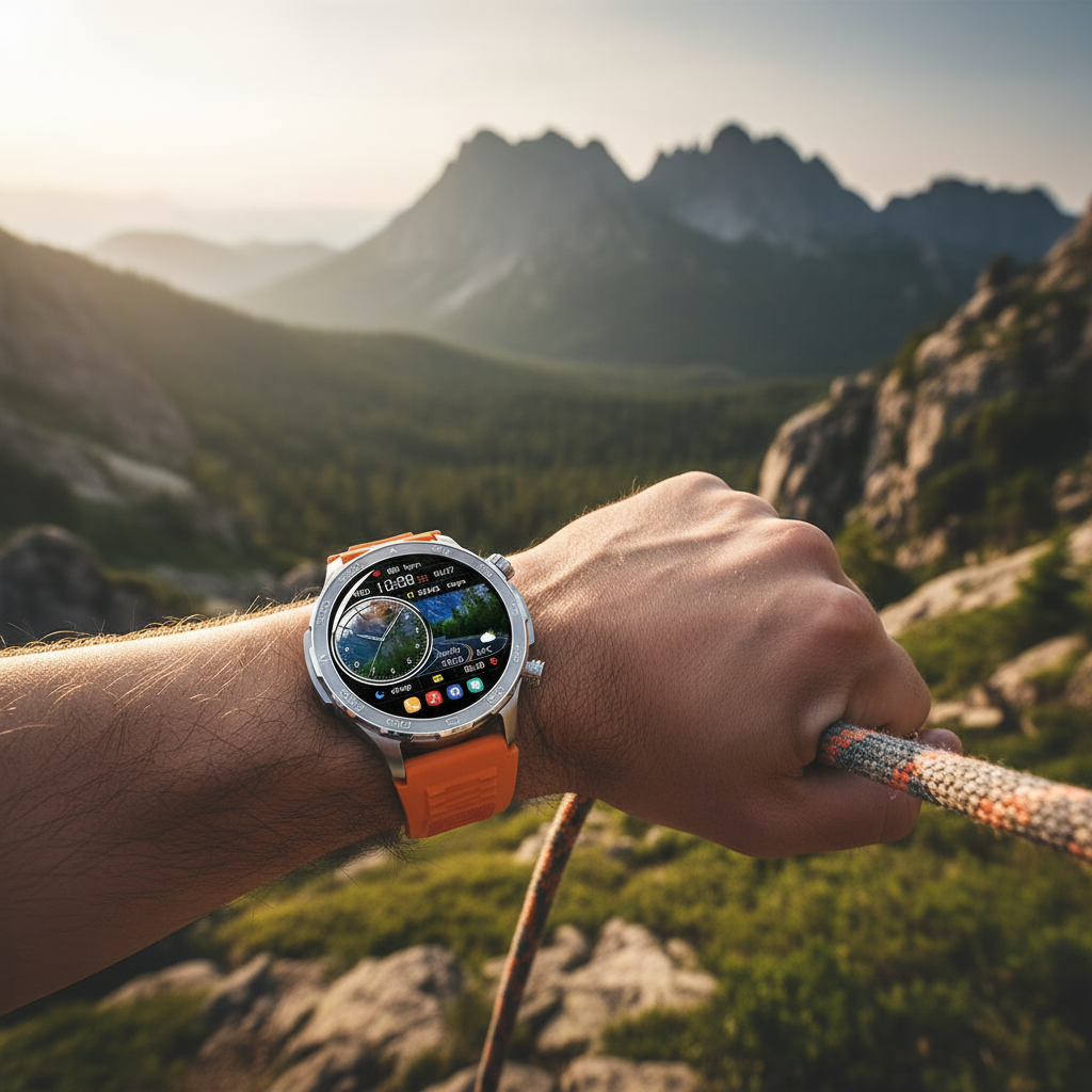 Smartklocka - Bluetooth-samtal, AMOLED HD-skärm, Pulsmätare, NFC, IP68 Vattentät, GPS