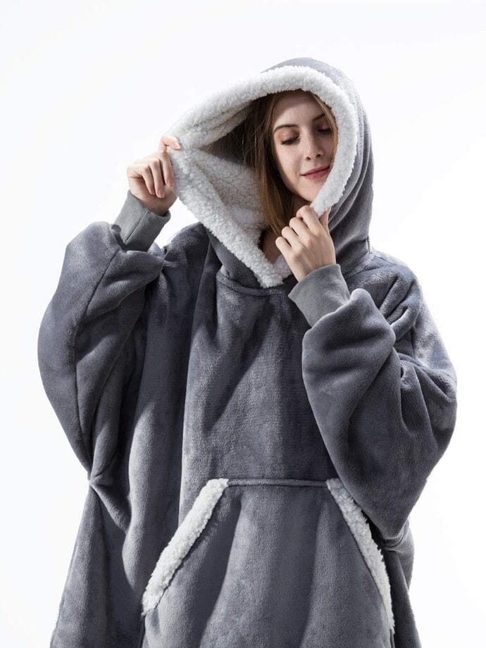 Snugglie - Oversized Filt Hoodie - För Mysiga och Värmande Stunder!