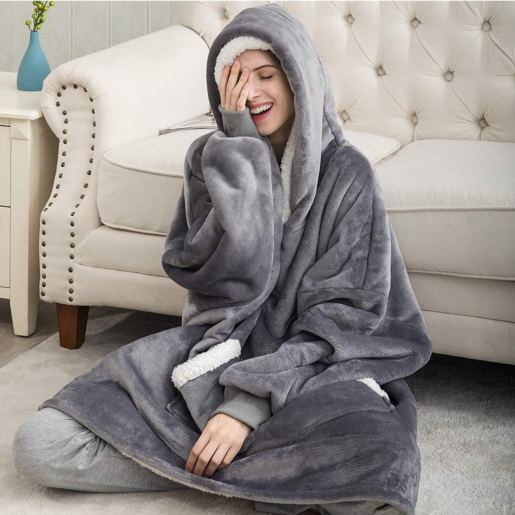 Snugglie - Oversized Filt Hoodie - För Mysiga och Värmande Stunder!