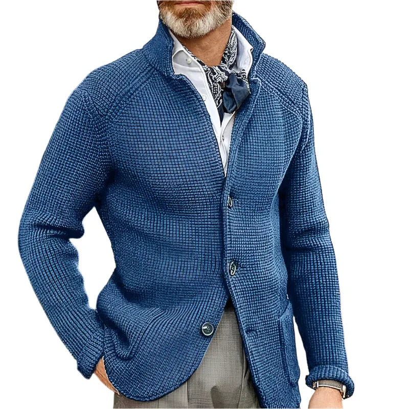 Stand Up Collar Cardigan Men Knitted Sweaters