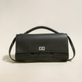 Structured Black Rectangular Satchel Clutch Bag-0