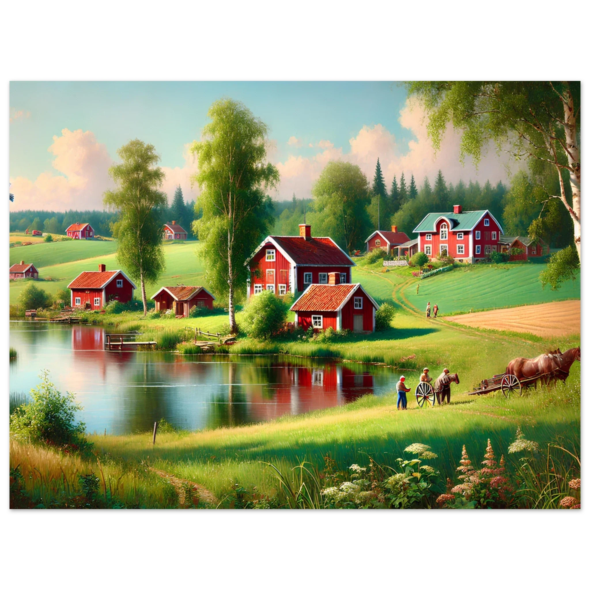 Svensk Landskapsposter – Idyllisk Natur i Klassisk Stil