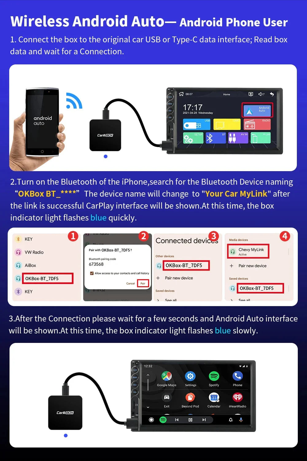 Trådlös Apple CarPlay & Android Auto Adapter