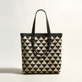 Triangle Checkered Khaki Canvas Tote Bag-0